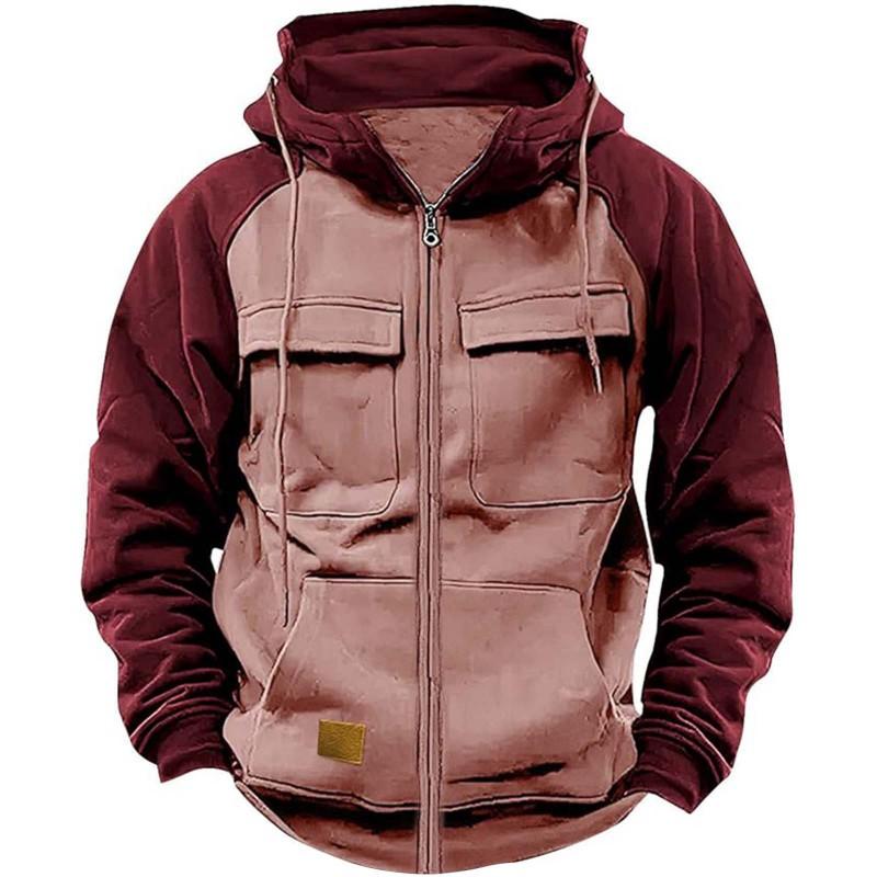 Mens Hooded Solid Color Sweatshirt With Multiple Pockets Loose Fit 2025 Casual Sportwear