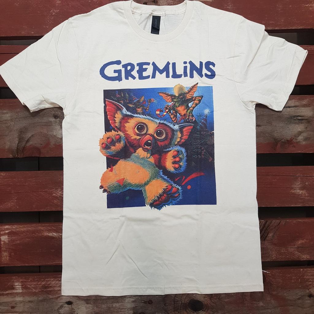 Sale I136 Gremlins movie music poster Vintage NATURAL color Men's T-Shirt Size S