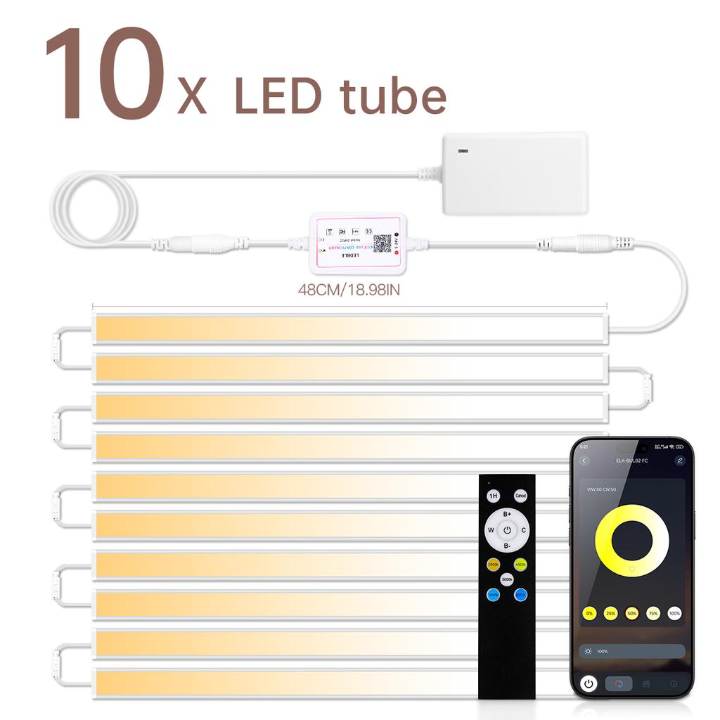 Беспроводная Bluetooth CCT светодиодная планка 24В 2700К-6500К Диммируемая алюминиевая лампа-трубка для верстака кухни под шкаф столешницу
