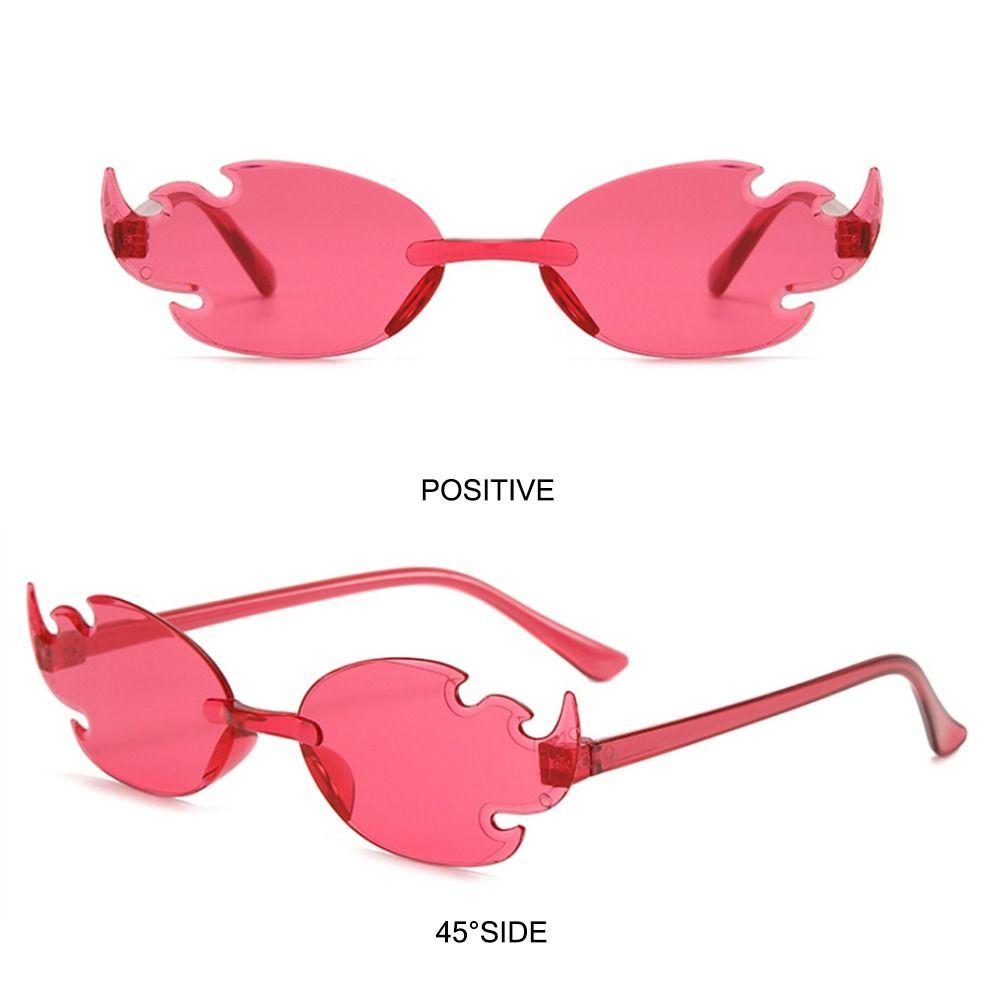 Солнцезащитные очки в форме пламени без оправы, красочные вечерние очки для косплея для женщин и мужчин
