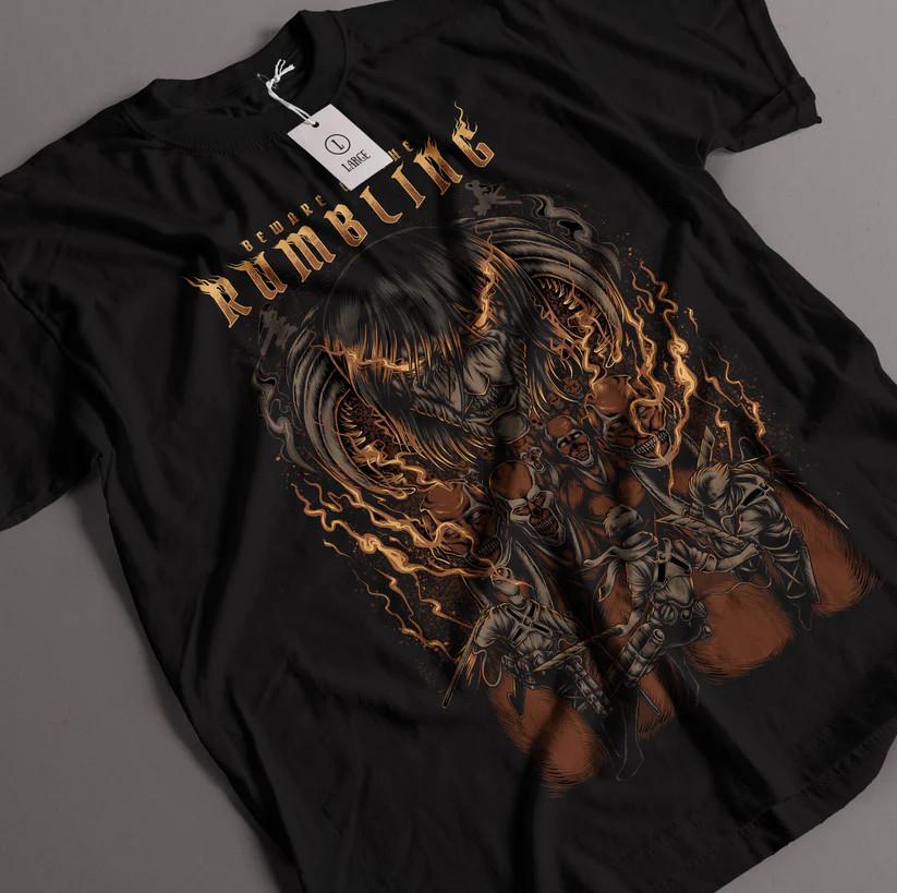 Anime Attack On Titan The Rumbling Black T Shirt Size S - 5XL Unisex T-Shirt