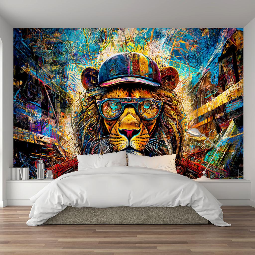 Wallpaper Lion Animals Colorful