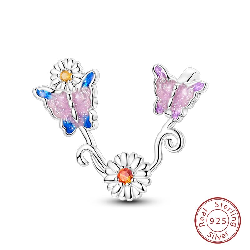 100% 925 Silver Exquisite Cubic Zircon Butterfly Bee Ladybug Charms Bead Fit Qikaola Original Bracelet Fine DIY Jewelry