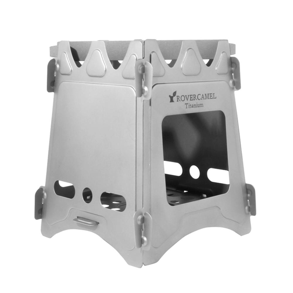 Camping Wood Stove Portable Folding Lightweight Titanium Wood Burning Backpacking Stove for Outdoor Survival Cooking
