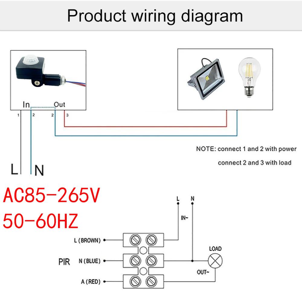 85-265 В IP65 Датчик движения Регулируемый PIR-переключатель Ультратонкий светодиодный прожектор PIR Водонепроницаемый Открытый датчик движения Детектор