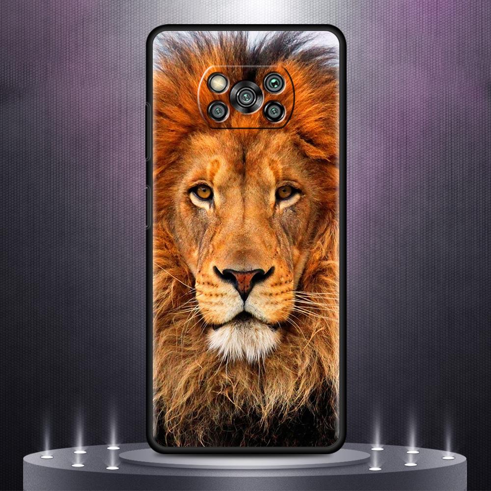 Чехол для телефона Xiaomi Mi Poco X3 NFC 10T Pro 11T 11 Lite Note 10 M3 9T F3 CC9, черный мягкий чехол A2 F1 в виде ракушки, большая кошка, животное, лев
