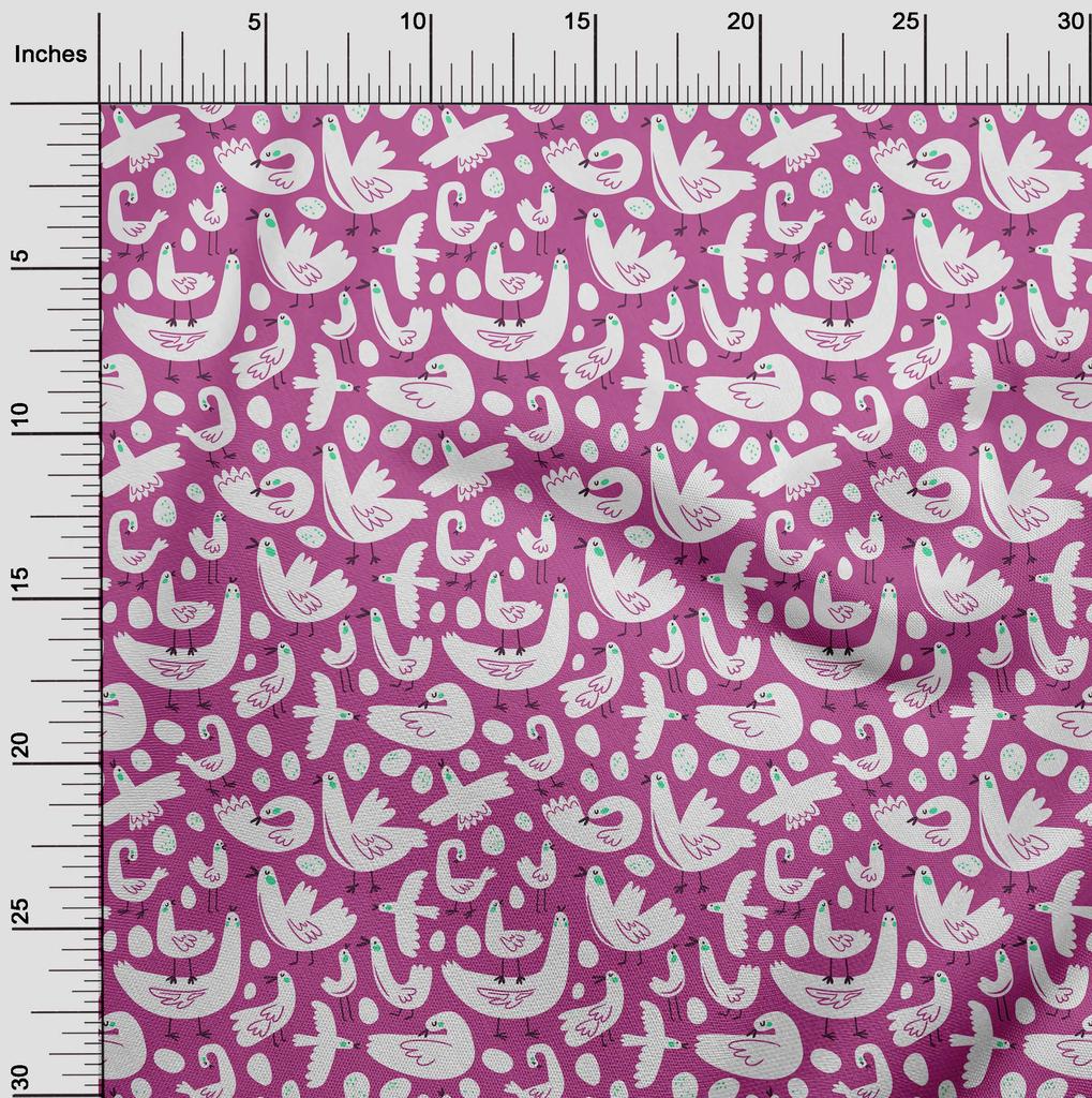 oneOone Cotton Flex Fuschia Pink Fabric Bird Quilting Supplies Print Sewing Fabric By The Yard 40 Inch