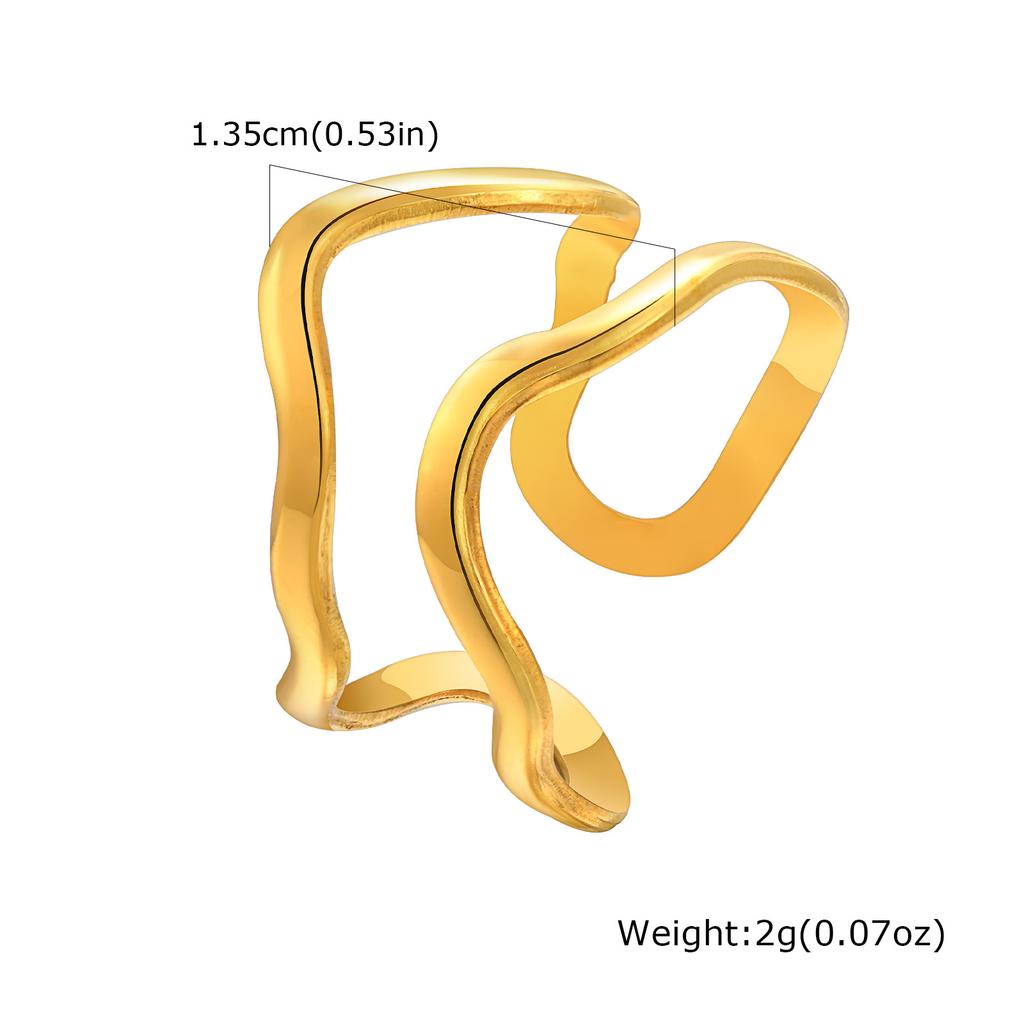 Vnox Stainless Steel Rings For Women Girls,Irregular Line Sense Smooth Open Rings,Simple Atmospheric Finger Jewelry Daily