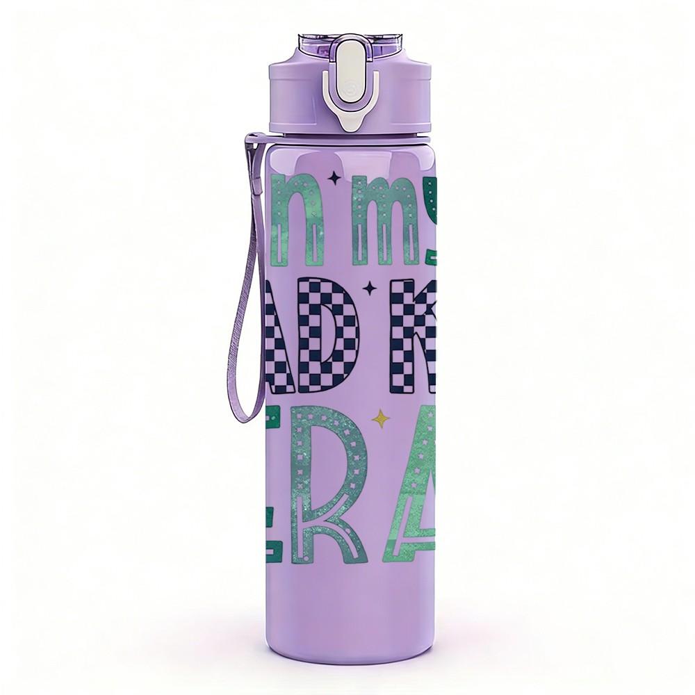 1PC In My Bad Kid Era Funny Quote Print 750ml Color Plastic Sports Water Bottle Leakproof Flip Straw Lid Suitable for Sports Office Home Use