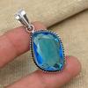 Dainty Blue Topaz Gemstone 925 Sterling Silver Handmade Fancy Pendant Jewelry