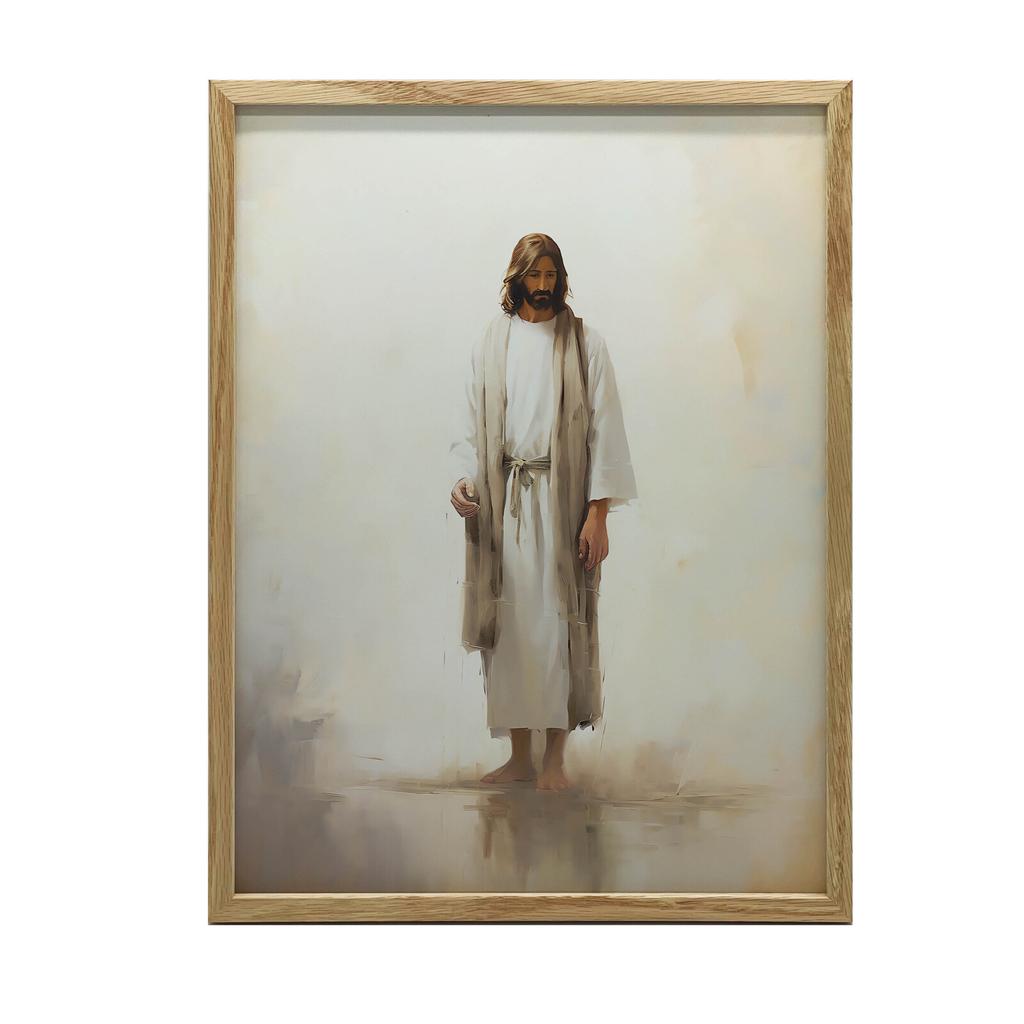 Prayer In Silence - Jesus Prayer In Silence - Jesus, 30X40 Cm, Gold Aluminum Frame, 230 Gsm Matte Paper
