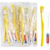 50 шт. Одноразовые зубные щетки с зубной пастой и нитью, Желтые оптом, Одноразовые зубные щетки, Зубочистки-флосс, Индивидуально упакованные, Одноразовые, Для путешествий