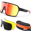 HAAYOT Road Bike UV400 Polarized Interchangeable TR90 Adjustable Nose Pads Black Red Sunglasses, Sports, Baseball, Running, Protection, Lenses,