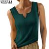 Women's Fashion Casual Summer Spring Solid Color Print Sleeveless V-Neck Blouses & Shirts