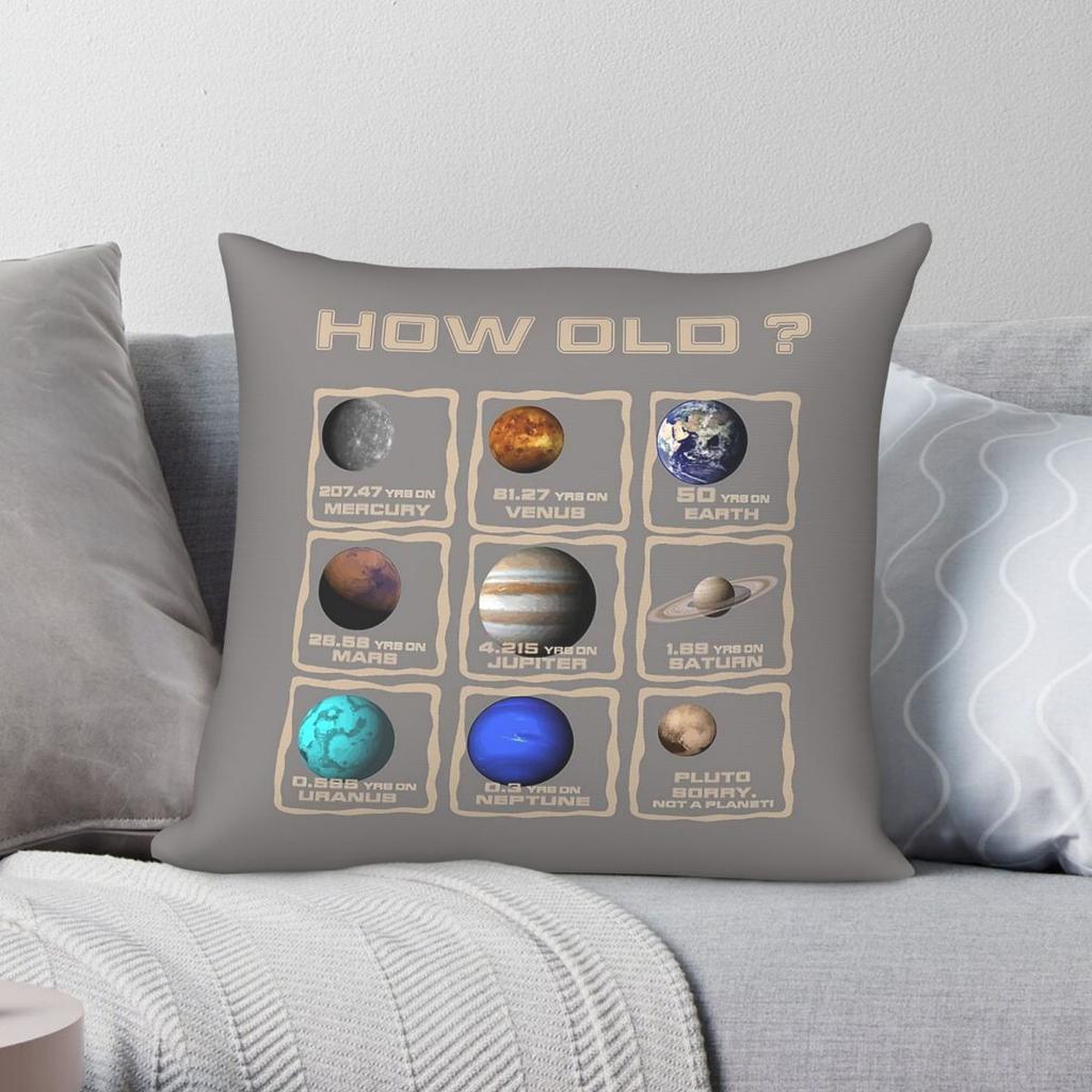 50th Birthday Planet Years Square Pillowcase Polyester Linen Velvet Pattern Zip Decorative Room Cushion Case