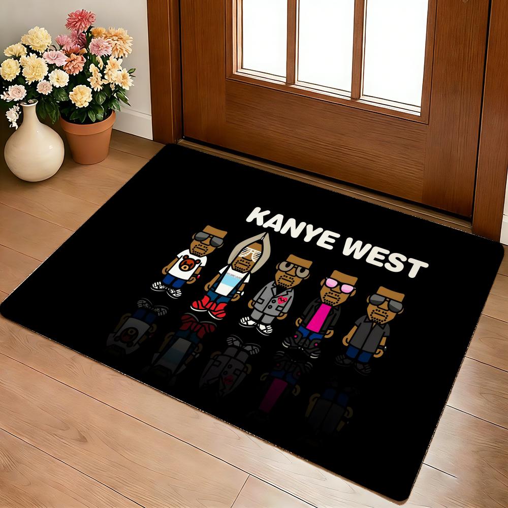 Rapper K-Kanye W-West Floor Mat Cozy Flannel Soft Thick Non-Slip Mat For Living Room Bedroom Kitchen Decor Rugs