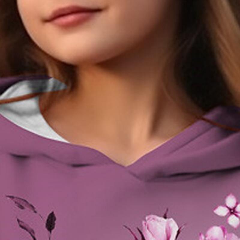 Girls' 3D Floral Hoodie Pullover Pink Long Sleeve 3D Print Fall Winter Active Fashion Cute Polyester Kids 3-12 Years Outdoor Casual Daily Regular Fit