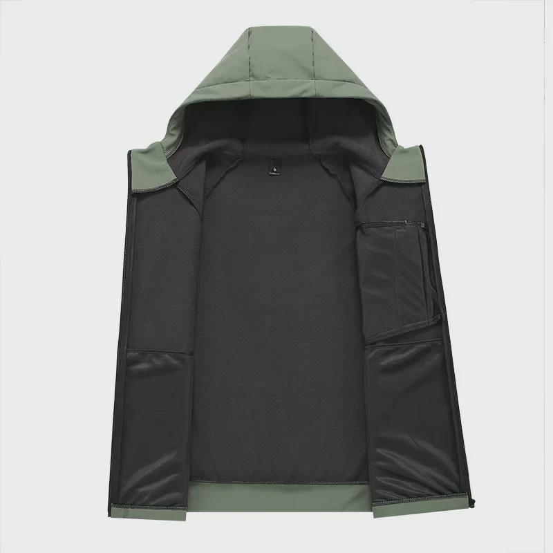 2024 Унисекс Soft Shell Куртка, Осень/Зима, Плюс Бархат, Теплая, Свободный Покрой, С Капюшоном