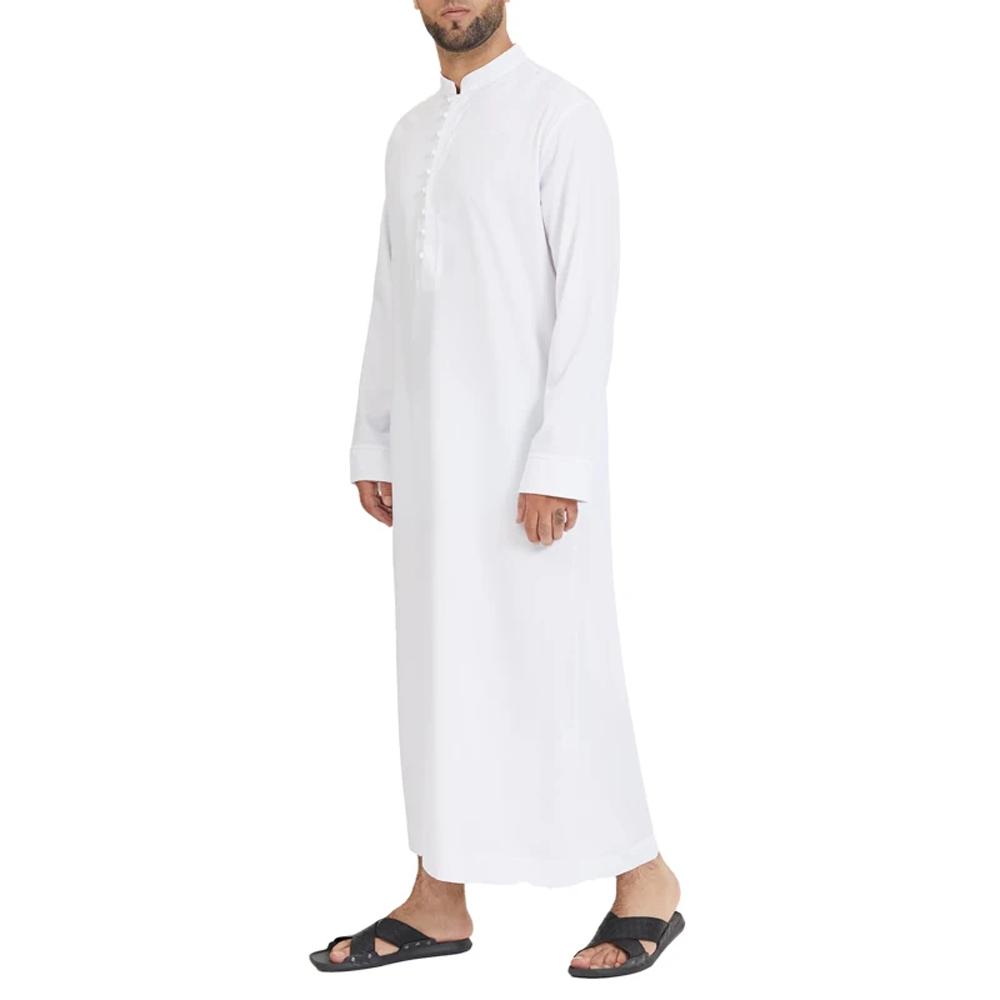 Muslim Men Jubba Thobe Solid 2024 Long Sleeve Thin Robes Kaftan Stand Collar Islamic Arabic Fashion Men Caftan S-3XL