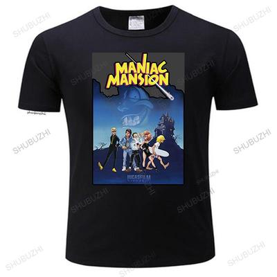 Мужская хлопковая футболка с круглым вырезом Летняя футболка MANIAC MANSION Lucasfilm Games 1987 ретрогейминг обезьяний остров унисекс футболка