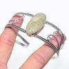 Natural Prehnite Gemstone 925 Sterling Silver Cuff Bangle Adjustable i6r96