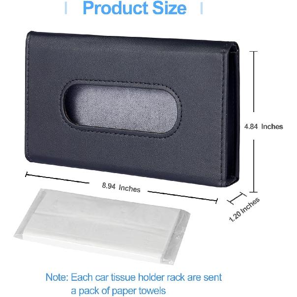 Car Tissue Holder, Upgraded Version Hanging Tissue Holder In Car, Premium PU Leather Car Napkin Holder For Universal Auto, Easy Use (Black)