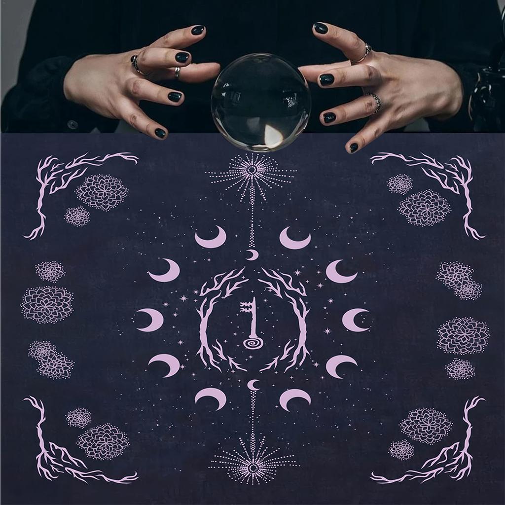 Коврик для гаданий с маятником квадратной формы, алтарная скатерть, коврик для настольных игр, коврик для карт, руническая скатерть, таинственный коврик для настольных игр