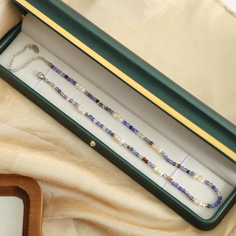 Натуральный камень ограненный агат пресноводный жемчуг бисерное ожерелье ручной работы аксессуары Майяра темперамент универсальная ключичная цепочка для женщин