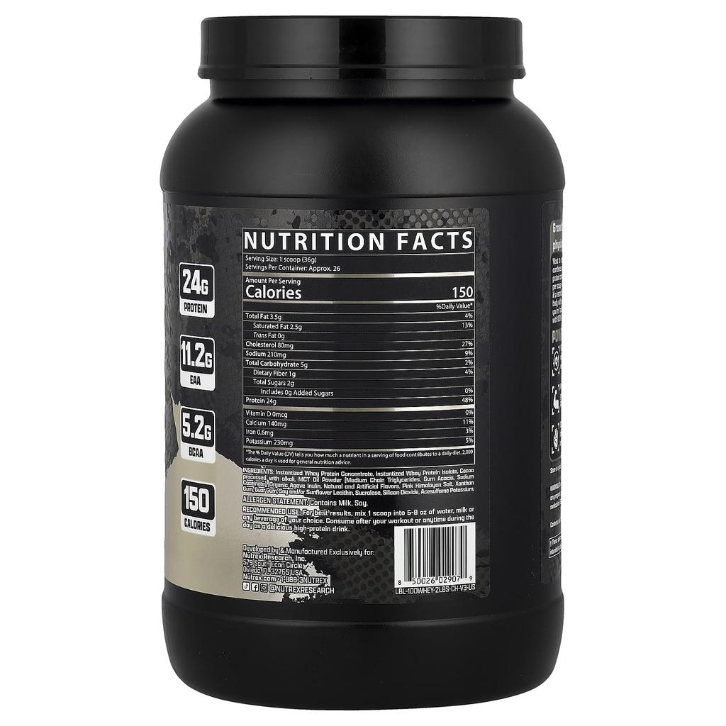 100% Whey Protein, Chocolate Flavor, 923G (2Lbs)