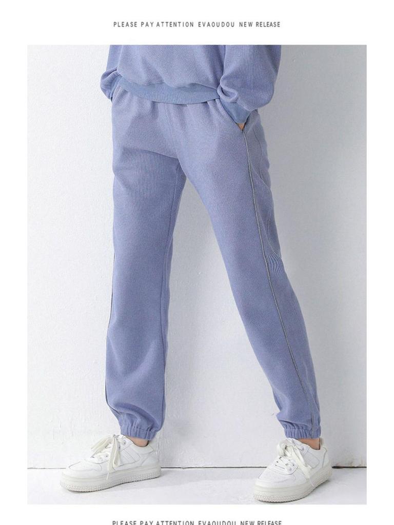 Women's Waffle Knit Tracksuit: Spring/Autumn 2025 Long Sleeve Casual Running Set