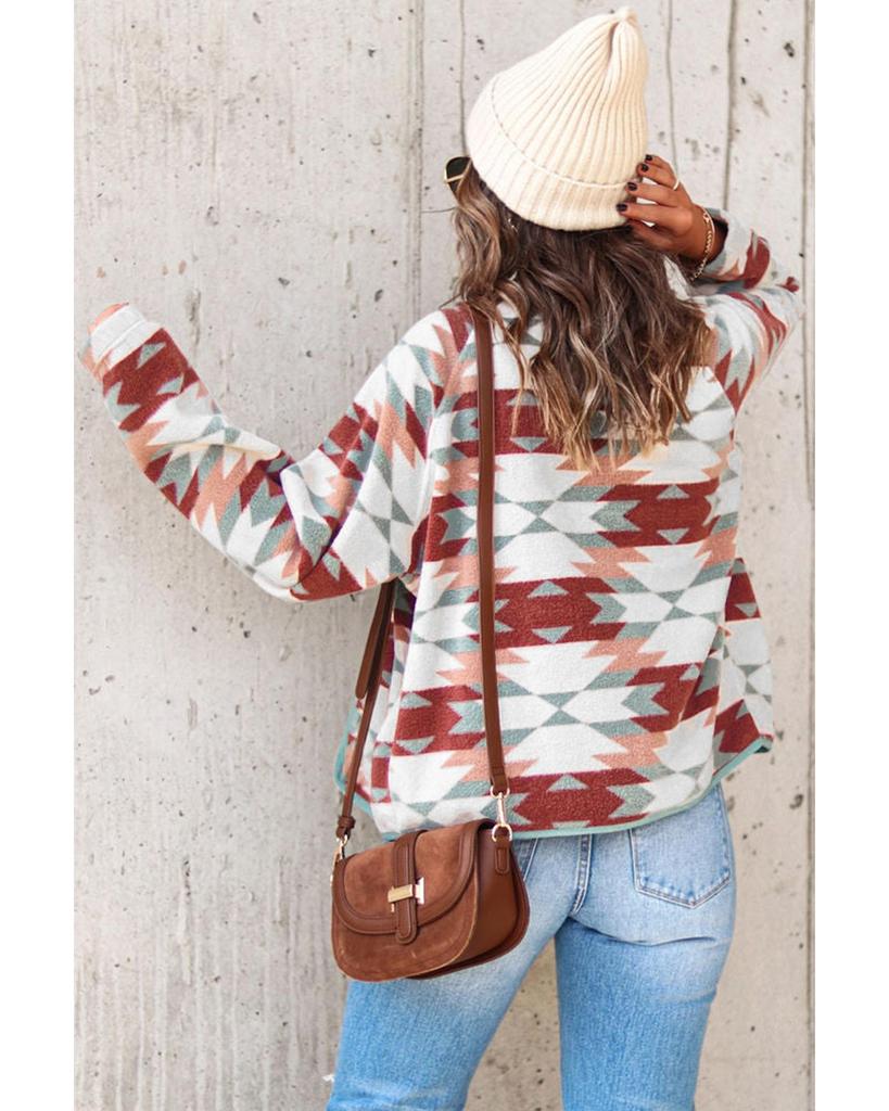 Azura Exchange Флисовая куртка в стиле вестерн-ацтек с карманами на молнии с пуговицами