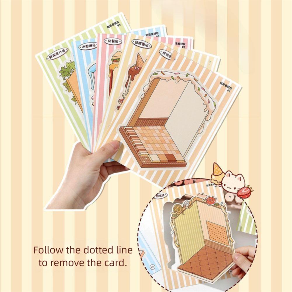 Decompression 3D Landscape Sticker Visual Stacking DIY Cabin Scene Sticker Children Gift