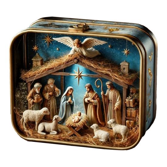 Miniature Christmas Nativity Set In A Tin Box Handcrafted Pocket Nativity Scene Gift Small Religiou Holy Family Ornament for Desk Shelf Travel Decor