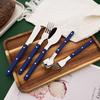 20 PCS Stainless Steel Flatware Set Service for 4, Retro Style  Tableware Forks Spoons Knives Eating Utensils, Acrylic Handle with Rivets Design