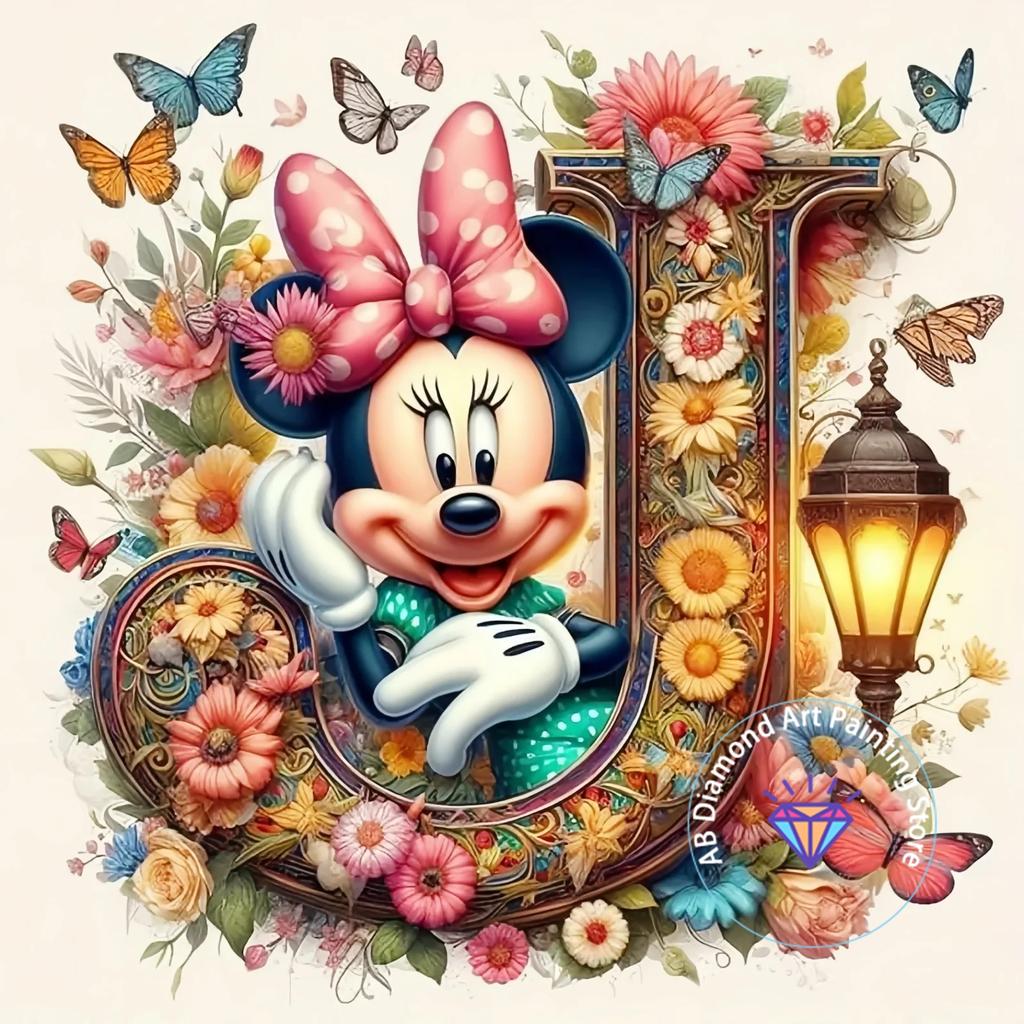 Mickey Mouse Minnie Letter Diamond Painting Kit 5D DIY Diamond Embroidery Cross Embroidery Handmade Art Gift Home Decoration