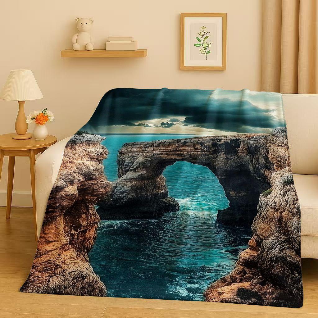 3D Красивый Природный Пейзаж Море Небо Дерево Фланелевое Одеяло, Ультра Мягкий Теплый Плюшевый Плед для Дома Спальни Кровати Дивана, Подарок для Детей