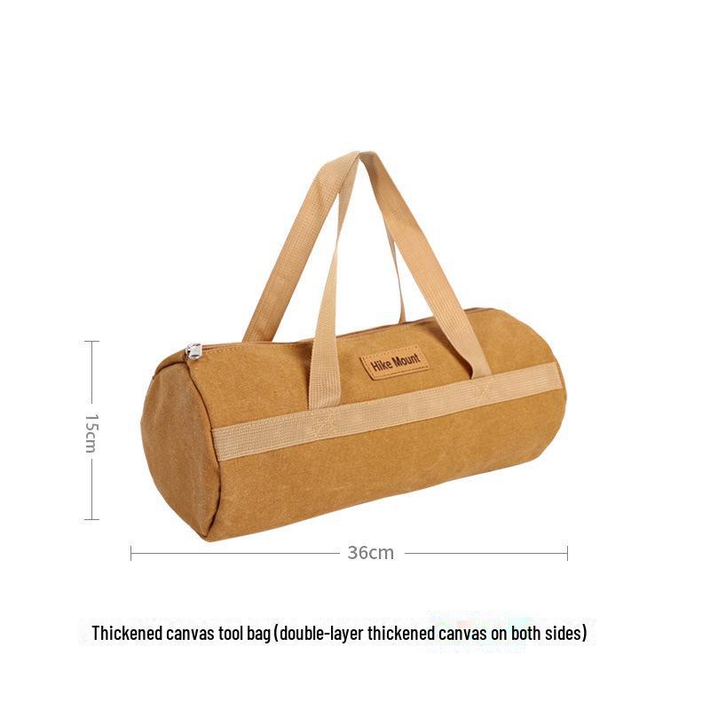 Portable Cylindrical Camping Tool Bag for Hammer, Tent Pegs, Rope, and Accessories