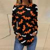 Women's Loose Round Neck Print Long Sleeve T-Shirt Top Pullover