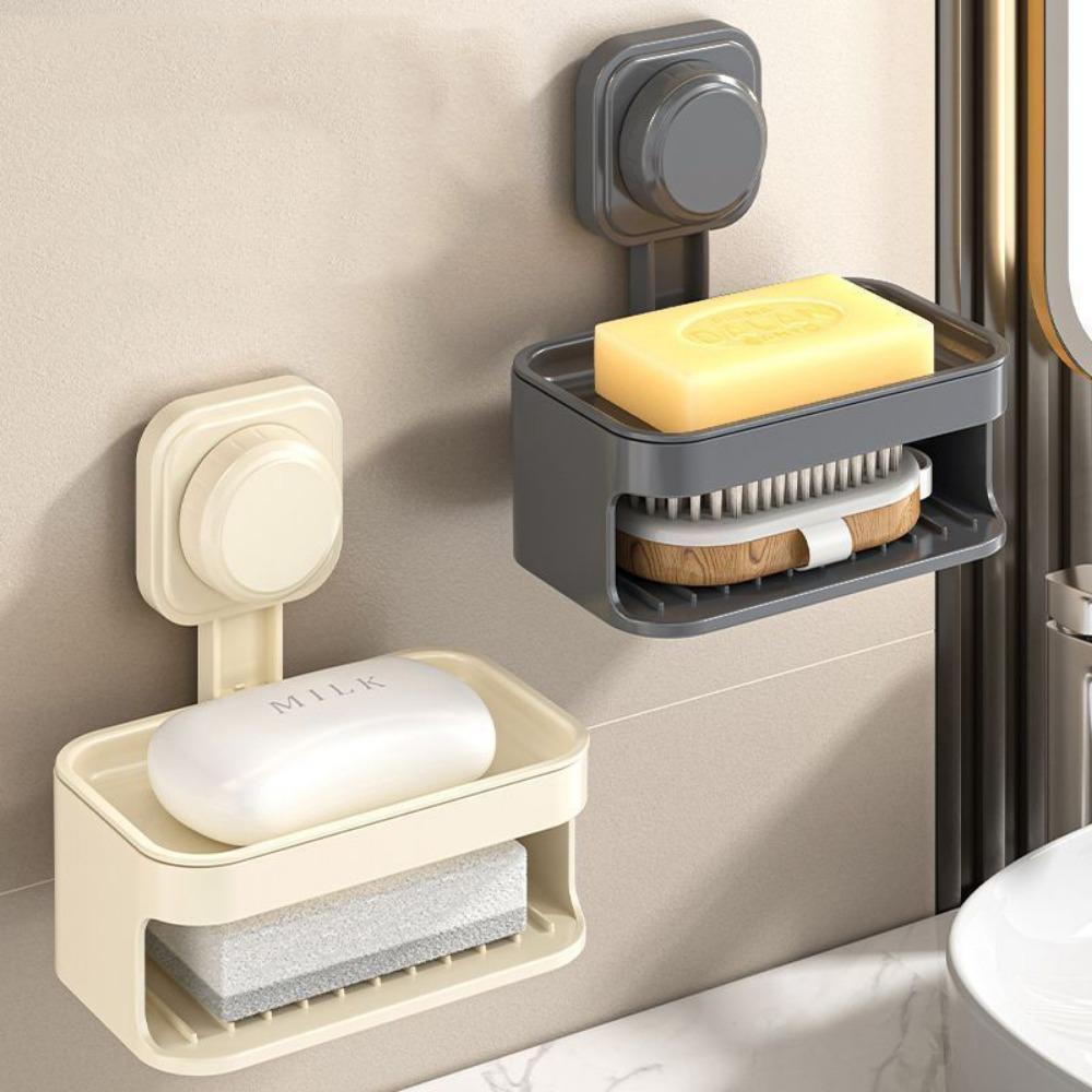 Настенный держатель для мыла, двухслойная полка для слива мыла, присоска, мыльница, бытовая