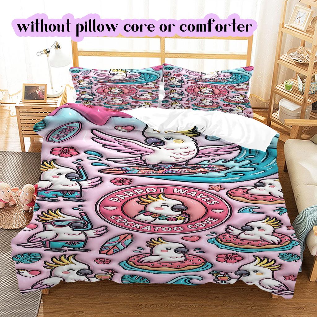 Cute animals surfing Pattern Bedding,Quilt Set Quilt Cover Pillowcase Home Birthday Gift (1*duvet cover+2*pillowcase,without core)