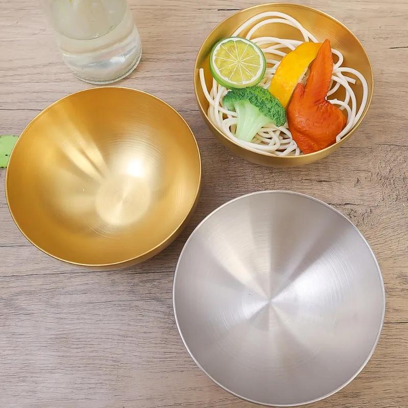 1/4PCS Stainless Steel Salad Bowl Fruit Soup Noodles Rice Bowl Gold Utensils Kitchen Food Container Tableware Utensils Gadgets