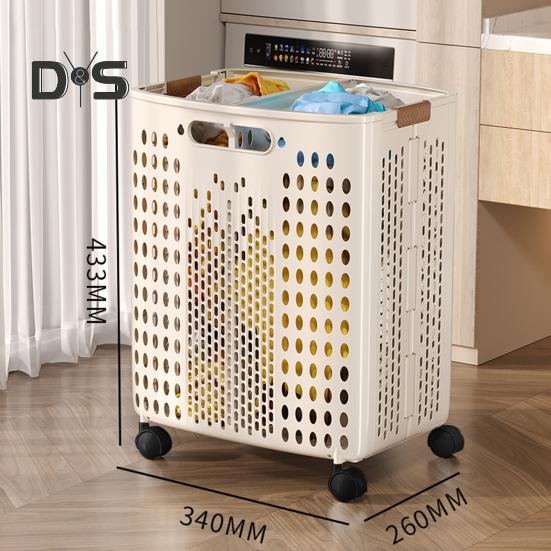 Корзина для белья с колесами, большая вместимость, складная конструкция, корзина для хранения на колесах с ручкой