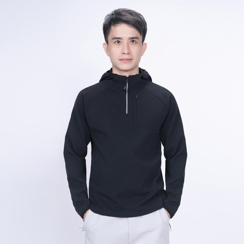 Men's Half-Zip Hooded Performance Top - Casual Long Sleeve Pullover