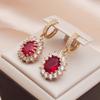 Новые корейские модные красные овальные серьги с цирконием для женщин, модные серьги золотого цвета, ювелирные изделия, аксессуары для вечеринок