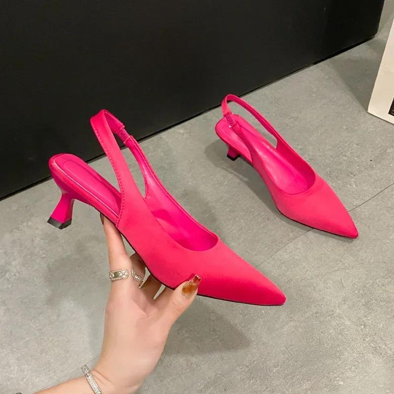 Летние слинги для женщин 2024, женские туфли на шпильке с острым носком, пикантные вечерние платья, офисные женские туфли на каблуке