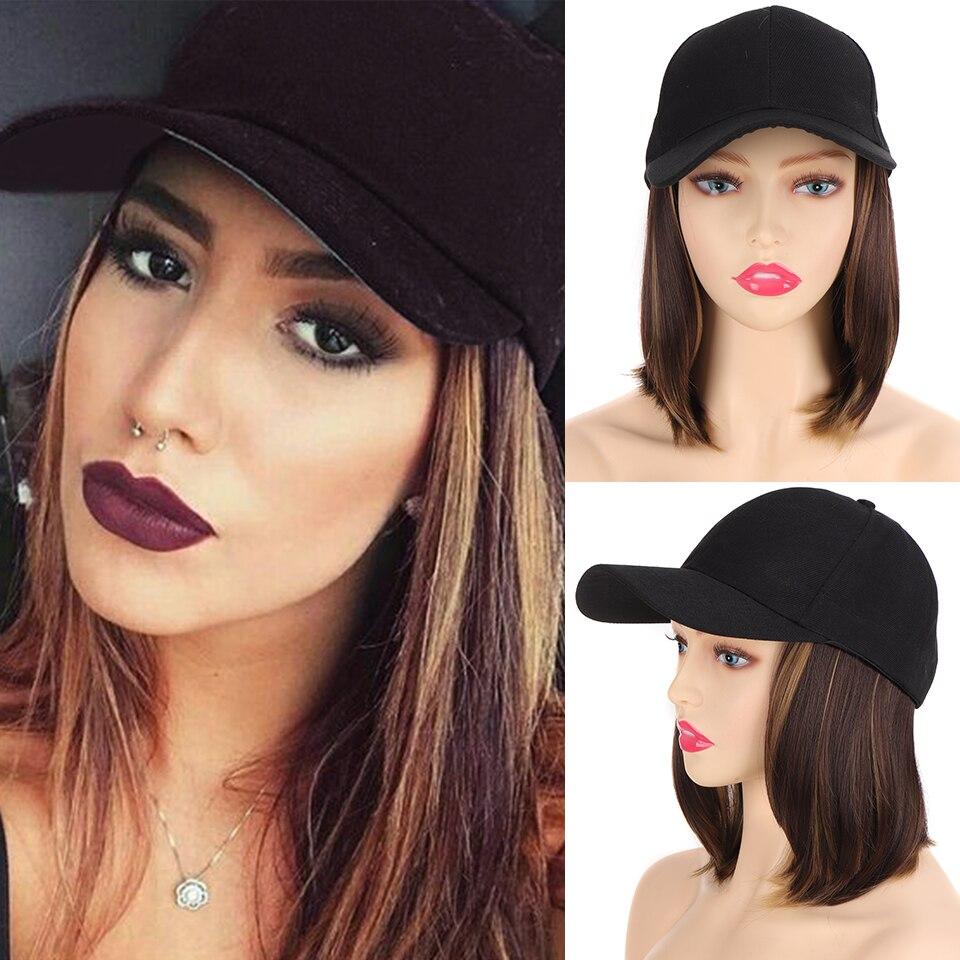 LUPU Короткие синтетические парики боб с прямыми волосами для женщин, черные, коричневые, светлые волосы, бейсбольная кепка с естественным соединением, регулируемая