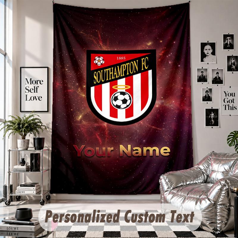 Wall Hanging Tapestry With Custom Name & Text, Southampton FC Decorative Tapestry For Bedroom