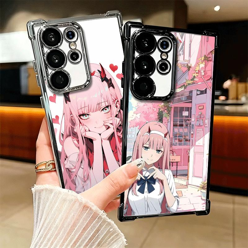 Zero Two 02 Кавайная Милая Позолоченная Чехол-Бампер Для Samsung Galaxy S24 S25 FE S26 Edge S23 Ultra S22 S21 Plus S20 Противоударный Подушка Безопасности C