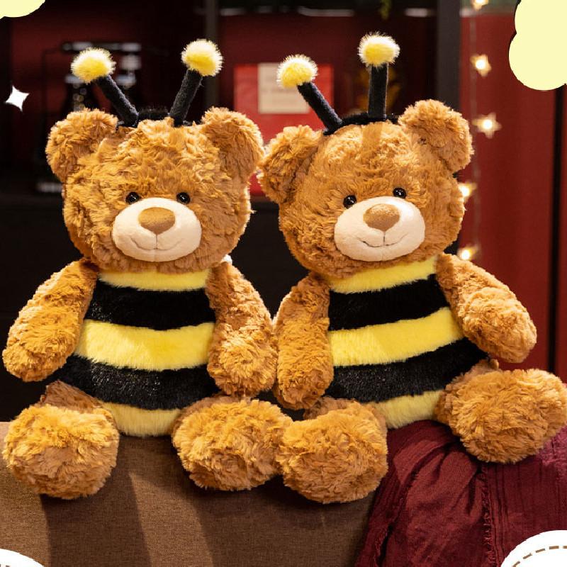 Plush Bee Bear Toy With Pp Cotton Filling For Kids Sleep Pillow Gift