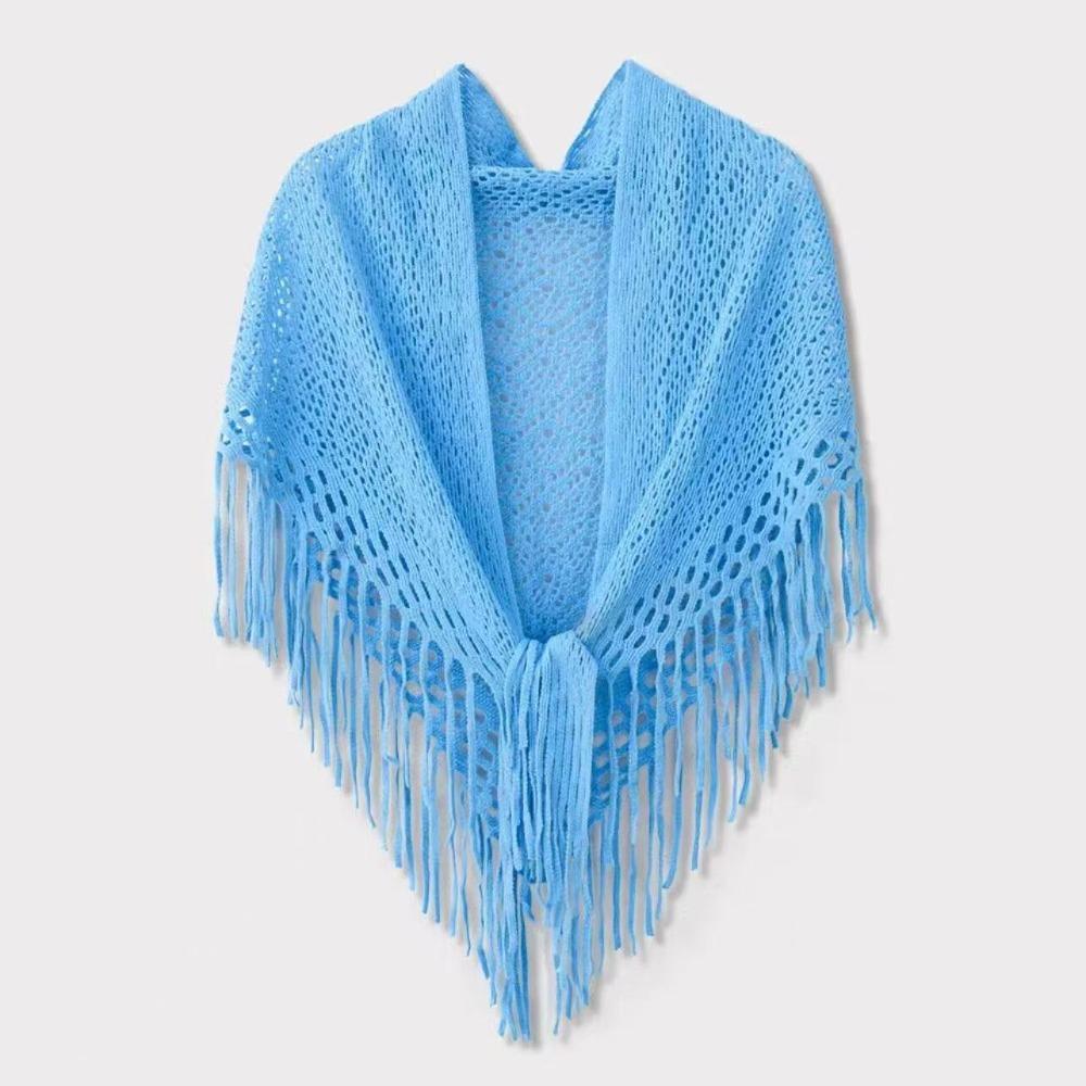Cloak Knitted Triangle Scarf Cape Fart Curtain Simple Hollow Out Scarves Female
